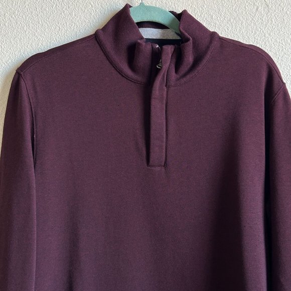 Untuckit Mens Corral 1/4 Zip Pullover Sweater Size L Bordeaux Maroon Mock Neck - Picture 3 of 11